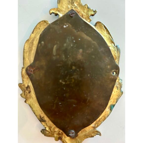 Antique French Louis XV Style Bronze Beveled Hand Mirror - Picture 5 of 6
